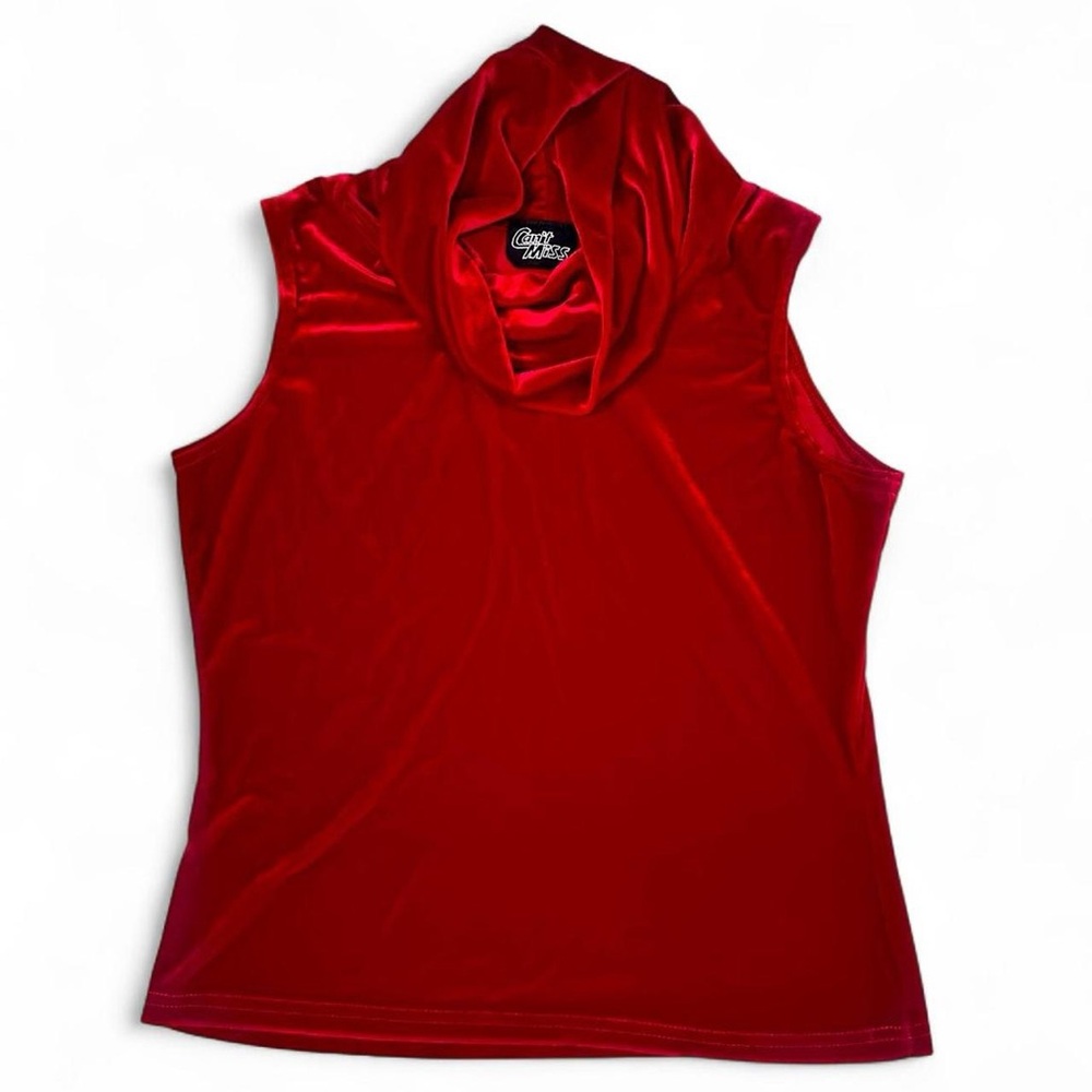 Women’s vintage rare Can’t Miss 90s Red velvet cowl neck tank sleeveless top XL